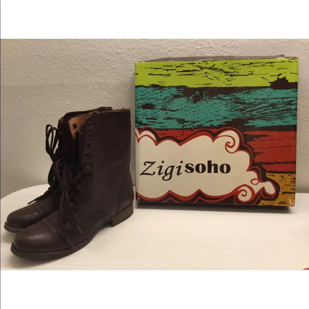 Zigi SoHo brown leather combat boots